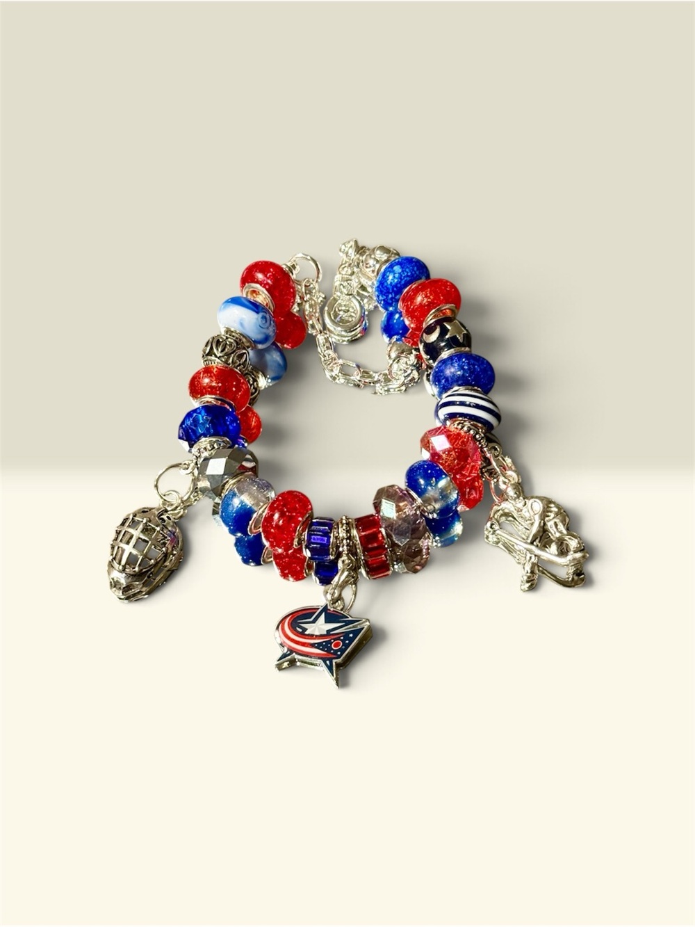 Columbus Blue Jackets beaded Charm bracelet